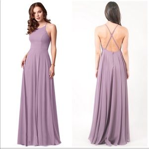 Flowy Maxi Crisscross Open Back Lilac Formal Dress